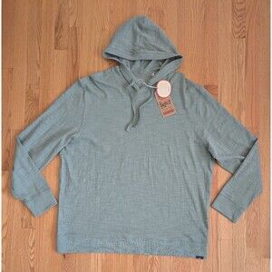 Faherty Sunwashed Organic Cotton Hoodie Mens 2XL Faded Sage Slub Sweatshirt NWT
